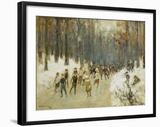 Ice Skaters on a Frozen Lake in the Berlin Zoo, 1919-Max Liebermann-Framed Giclee Print