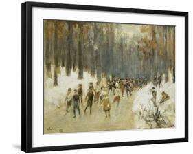 Ice Skaters on a Frozen Lake in the Berlin Zoo, 1919-Max Liebermann-Framed Giclee Print