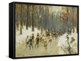 Ice Skaters on a Frozen Lake in the Berlin Zoo, 1919-Max Liebermann-Framed Stretched Canvas