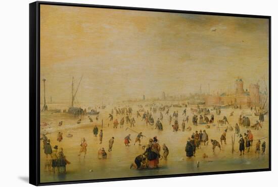 Ice Skaters-Hendrick Avercamp-Framed Stretched Canvas