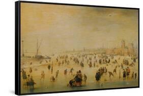 Ice Skaters-Hendrick Avercamp-Framed Stretched Canvas