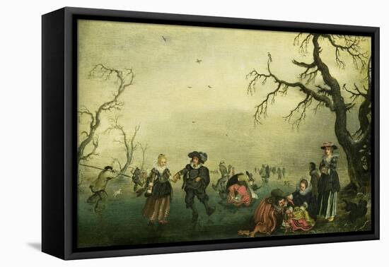 Ice Skaters-Adriaen Pietersz van de Venne-Framed Stretched Canvas