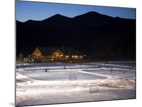 Ice Skating and Hockey on Evergreen Lake, Colorado, USA-Chuck Haney-Mounted Photographic Print