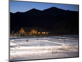 Ice Skating and Hockey on Evergreen Lake, Colorado, USA-Chuck Haney-Mounted Photographic Print