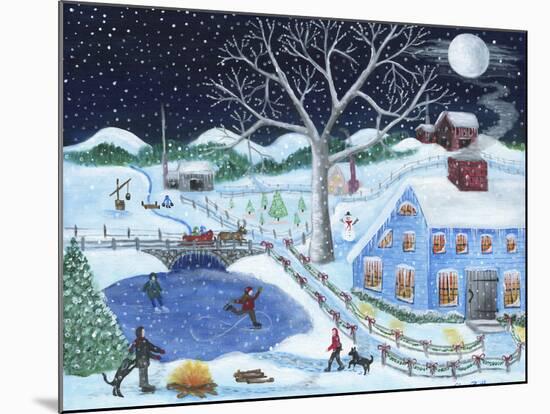 Ice Skating By Old Farm-Cheryl Bartley-Mounted Giclee Print