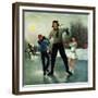 "Ice-skating Class for Dad", February 8, 1958-George Hughes-Framed Giclee Print