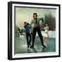 "Ice-skating Class for Dad", February 8, 1958-George Hughes-Framed Giclee Print