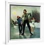 "Ice-skating Class for Dad", February 8, 1958-George Hughes-Framed Giclee Print