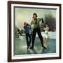 "Ice-skating Class for Dad", February 8, 1958-George Hughes-Framed Giclee Print