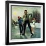 "Ice-skating Class for Dad", February 8, 1958-George Hughes-Framed Giclee Print