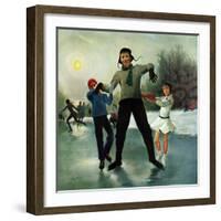 "Ice-skating Class for Dad", February 8, 1958-George Hughes-Framed Giclee Print