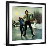 "Ice-skating Class for Dad", February 8, 1958-George Hughes-Framed Giclee Print