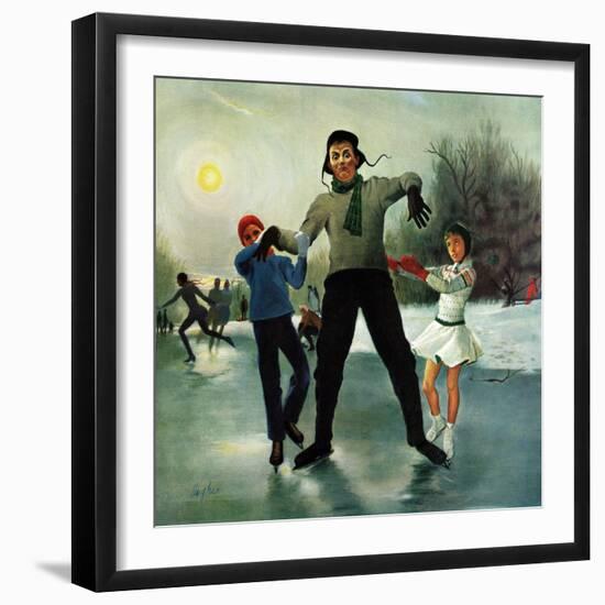 "Ice-skating Class for Dad", February 8, 1958-George Hughes-Framed Giclee Print