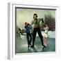 "Ice-skating Class for Dad", February 8, 1958-George Hughes-Framed Giclee Print