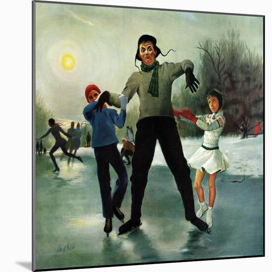 "Ice-skating Class for Dad", February 8, 1958-George Hughes-Mounted Giclee Print
