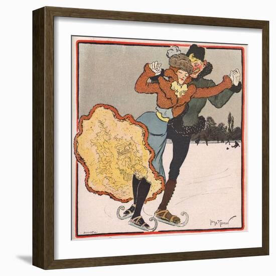 Ice Skating Couple 1901-G Meunier-Framed Art Print