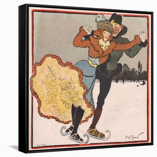 Ice Skating Couple 1901-G Meunier-Framed Stretched Canvas