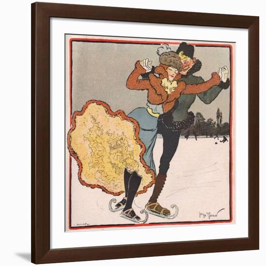 Ice Skating Couple 1901-G Meunier-Framed Art Print