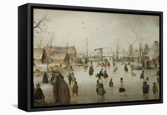 Ice-Skating in a Village-Hendrick Avercamp-Framed Stretched Canvas