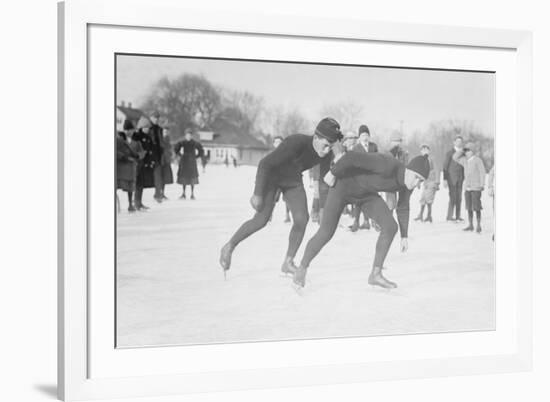 Ice Skating In Central Park-null-Framed Art Print