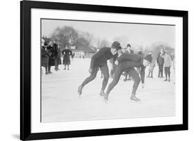 Ice Skating In Central Park-null-Framed Art Print