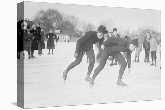 Ice Skating In Central Park-null-Stretched Canvas