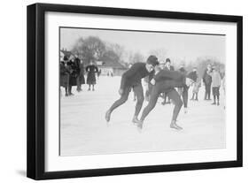 Ice Skating In Central Park-null-Framed Art Print