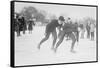 Ice Skating In Central Park-null-Framed Stretched Canvas