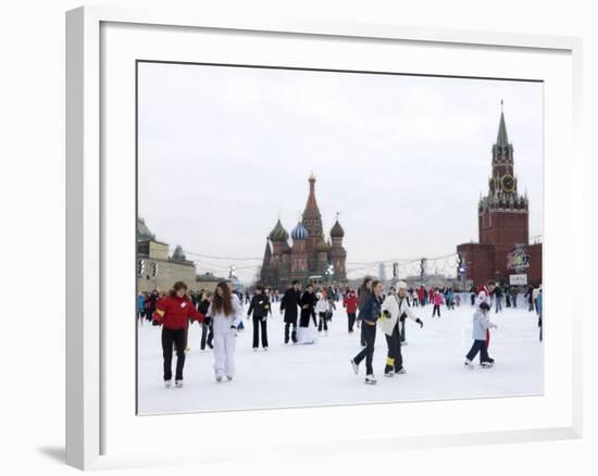 Ice Skating in Red Square, UNESCO World Heritage Site, Moscow, Russia, Europe-Lawrence Graham-Framed Photographic Print