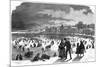 Ice Skating in Stockholm Harbour in Winter-null-Mounted Art Print