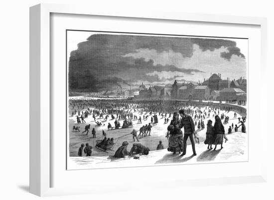 Ice Skating in Stockholm Harbour in Winter-null-Framed Art Print