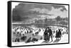 Ice Skating in Stockholm Harbour in Winter-null-Framed Stretched Canvas