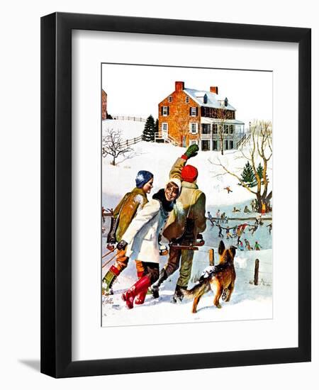 "Ice-Skating in the Country," December 1, 1971-John Falter-Framed Premium Giclee Print