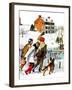 "Ice-Skating in the Country," December 1, 1971-John Falter-Framed Giclee Print