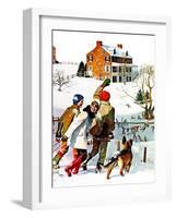 "Ice-Skating in the Country," December 1, 1971-John Falter-Framed Giclee Print