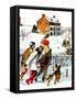 "Ice-Skating in the Country," December 1, 1971-John Falter-Framed Stretched Canvas