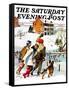 "Ice-Skating in the Country," Saturday Evening Post Cover, December 1, 1971-John Falter-Framed Stretched Canvas