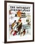 "Ice-Skating in the Country," Saturday Evening Post Cover, December 1, 1971-John Falter-Framed Giclee Print