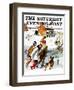 "Ice-Skating in the Country," Saturday Evening Post Cover, December 1, 1971-John Falter-Framed Giclee Print