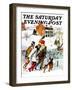 "Ice-Skating in the Country," Saturday Evening Post Cover, December 1, 1971-John Falter-Framed Giclee Print