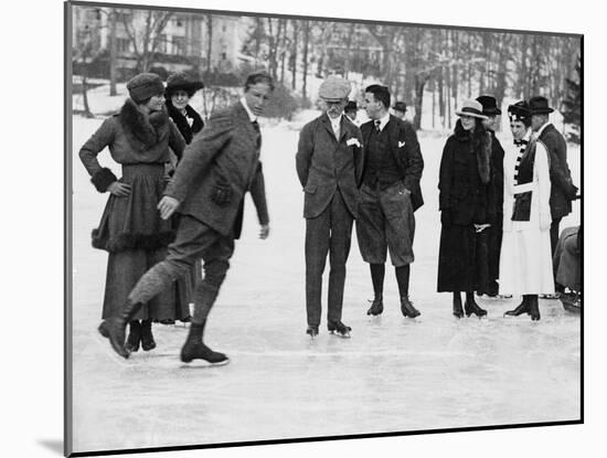 Ice Skating in Tuxedo Park Photograph - New York, NY-Lantern Press-Mounted Art Print