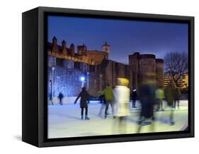 Ice Skating in Winter, Tower of London, London, England, United Kingdom, Europe-Alan Copson-Framed Stretched Canvas