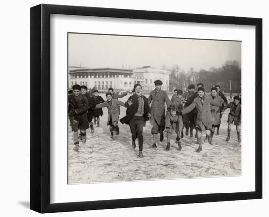 Ice Skating on Lake of Enghien (1933)-null-Framed Photographic Print