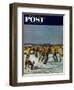 "Ice Skating on Pond" Saturday Evening Post Cover, January 26, 1952-John Falter-Framed Giclee Print