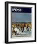 "Ice Skating on Pond" Saturday Evening Post Cover, January 26, 1952-John Falter-Framed Giclee Print