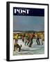 "Ice Skating on Pond" Saturday Evening Post Cover, January 26, 1952-John Falter-Framed Giclee Print