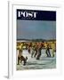 "Ice Skating on Pond" Saturday Evening Post Cover, January 26, 1952-John Falter-Framed Giclee Print