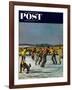 "Ice Skating on Pond" Saturday Evening Post Cover, January 26, 1952-John Falter-Framed Giclee Print