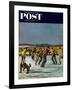 "Ice Skating on Pond" Saturday Evening Post Cover, January 26, 1952-John Falter-Framed Giclee Print