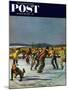 "Ice Skating on Pond" Saturday Evening Post Cover, January 26, 1952-John Falter-Mounted Giclee Print